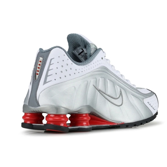 BRAND NEW NIKE SHOX R4 WHITE SILVER RED - Picture 4 of 5